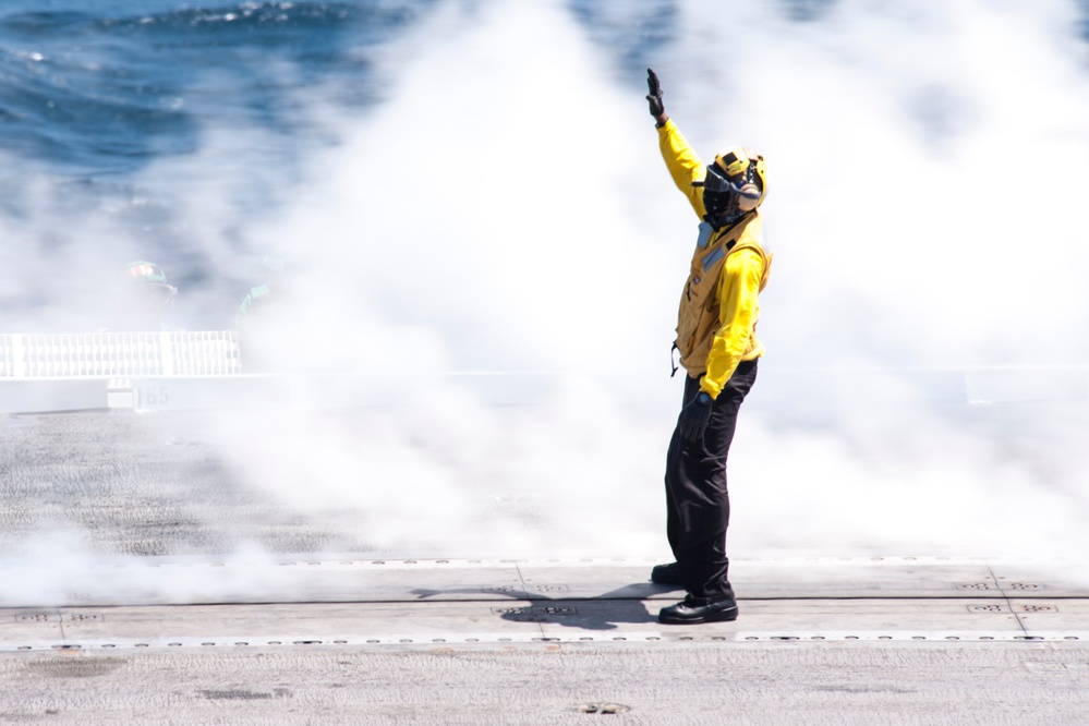 George HW Bush conducts training operations in the Atlantic Ocean