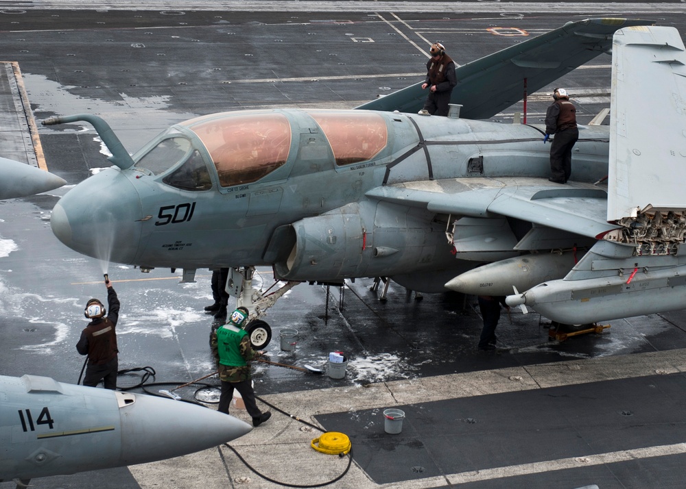 Aircraft washdown aboard USS Nimitz