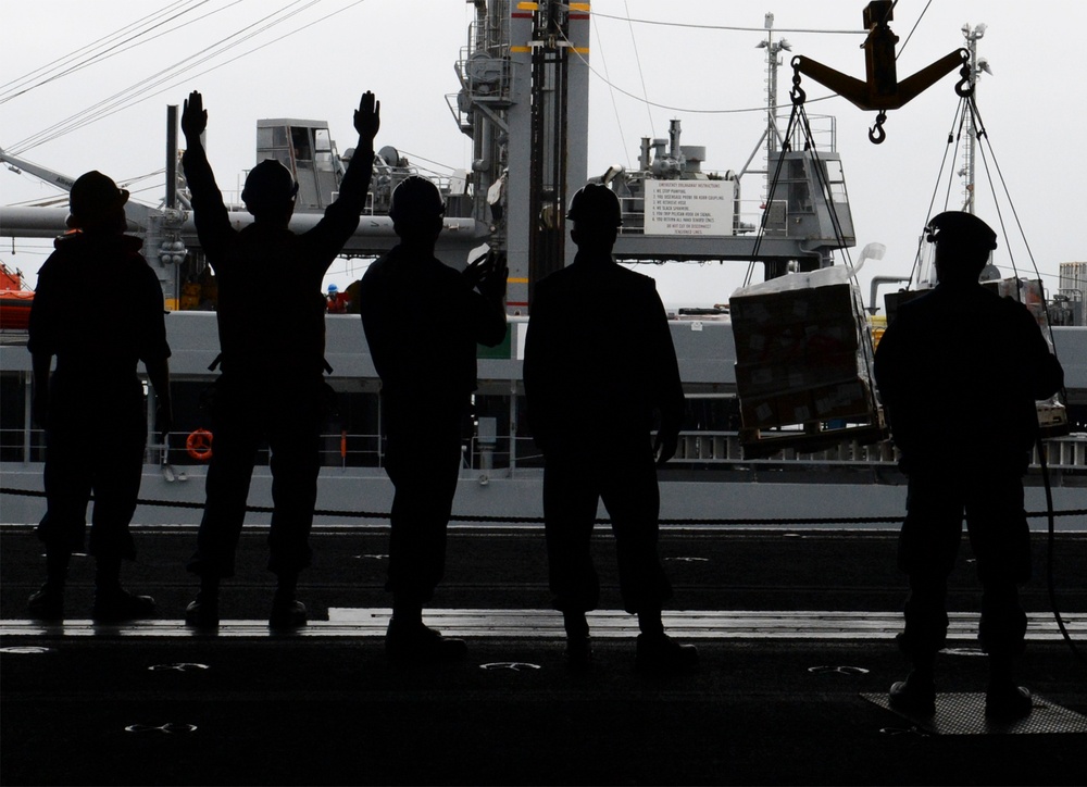 Nimitz sailors receive supplies