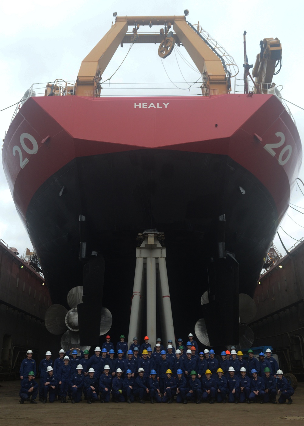 CGC Healy crew in drydock