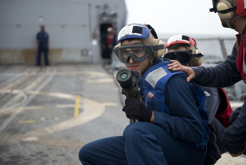 USS William P. Lawrence sailors participate in drill