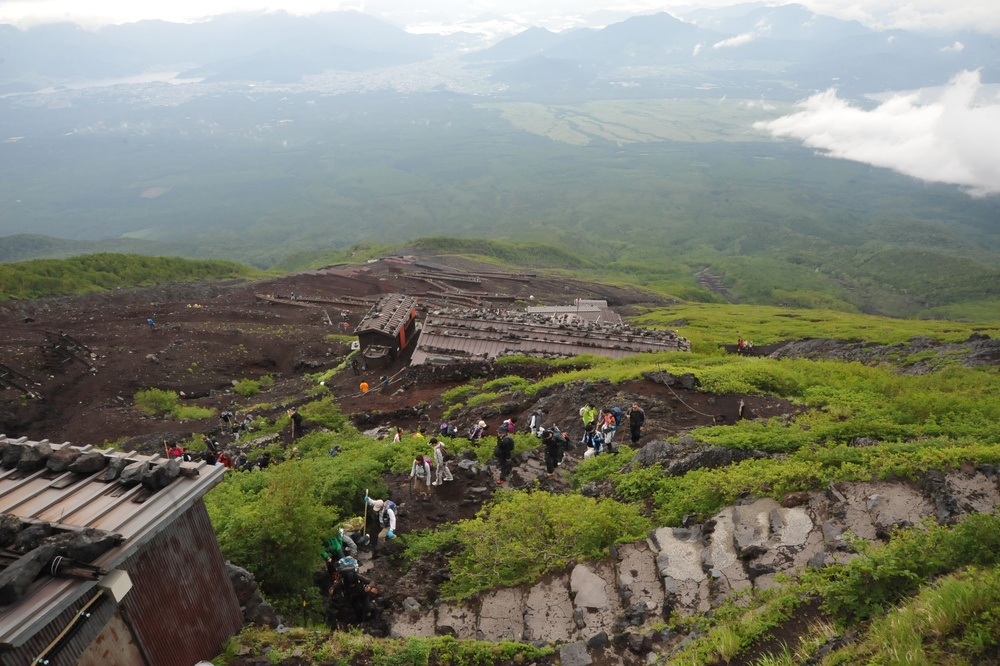 Sailors climb Mount Fuji