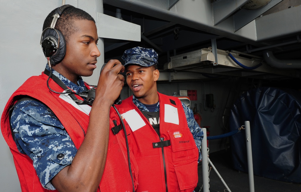 USS George H.W. Bush sailors stand watch