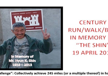 Century run/walk/bike for "the Shin"