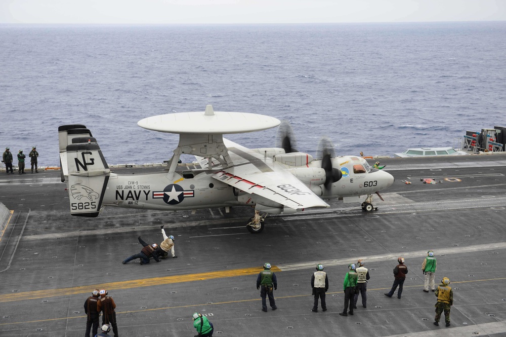 USS John C. Stennis flight deck action