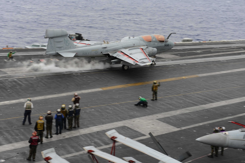 USS John C. Stennis flight deck action