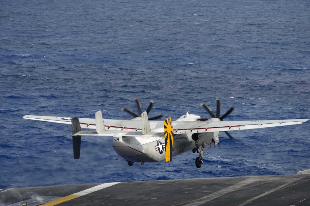 USS John C. Stennis flight deck action