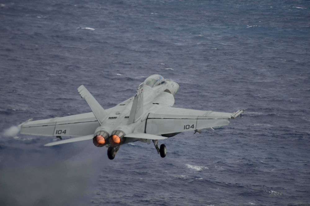 USS John C. Stennis flight deck action