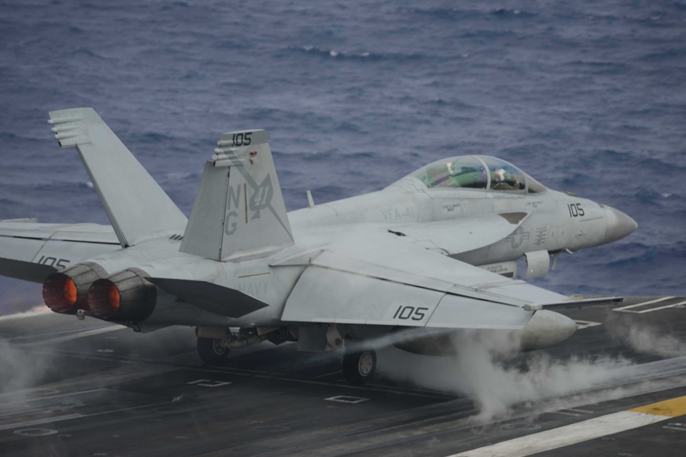 USS John C. Stennis flight deck action