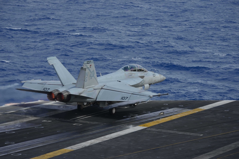 USS John C. Stennis flight deck action