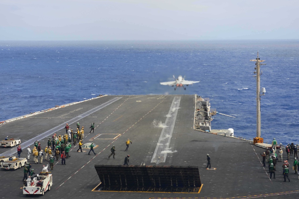 USS John C. Stennis flight deck action