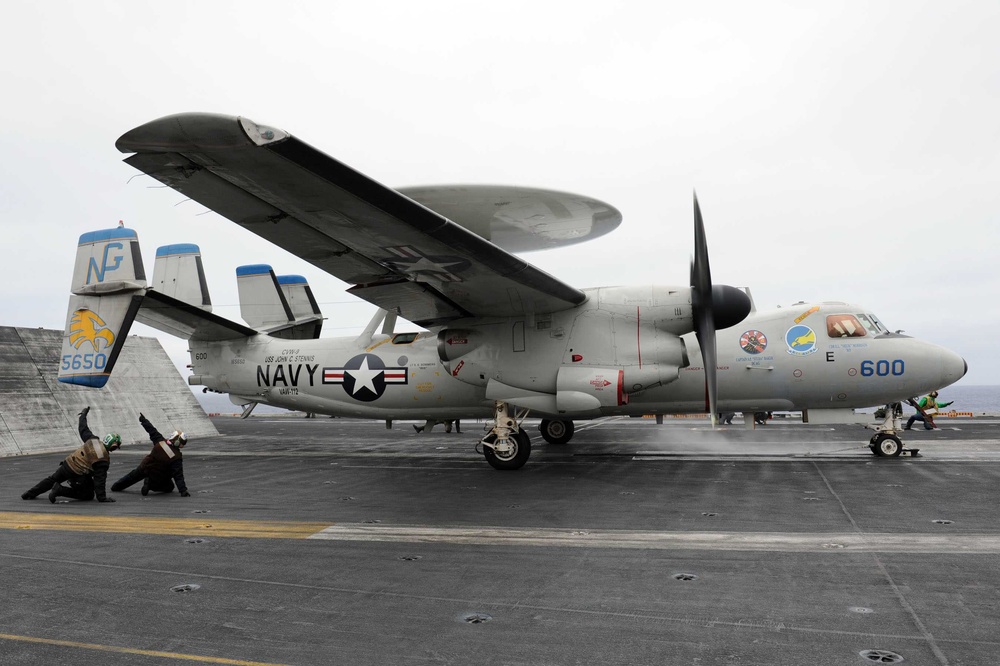 USS John C. Stennis flight deck action