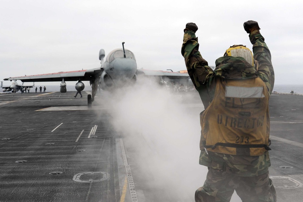 USS John C. Stennis flight deck action