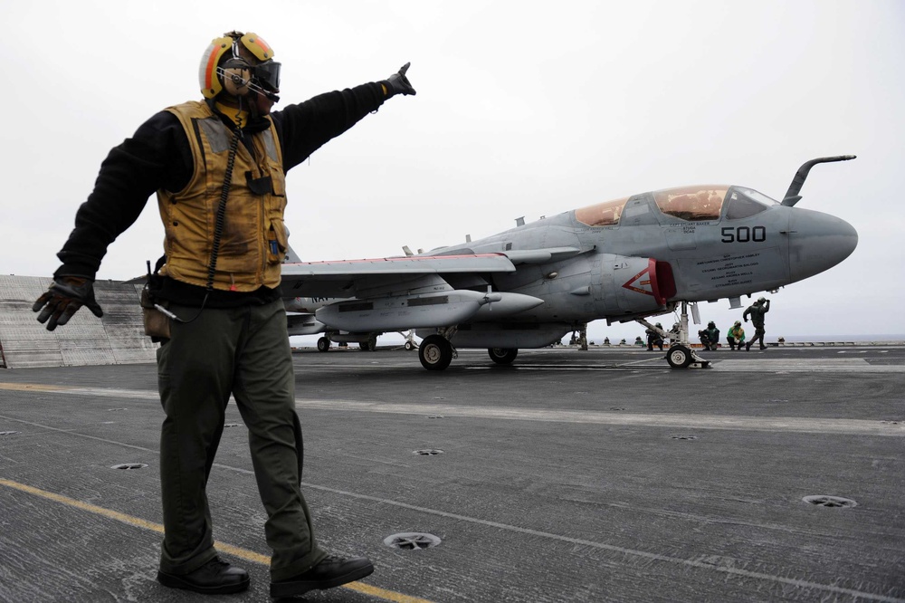 USS John C. Stennis flight deck action