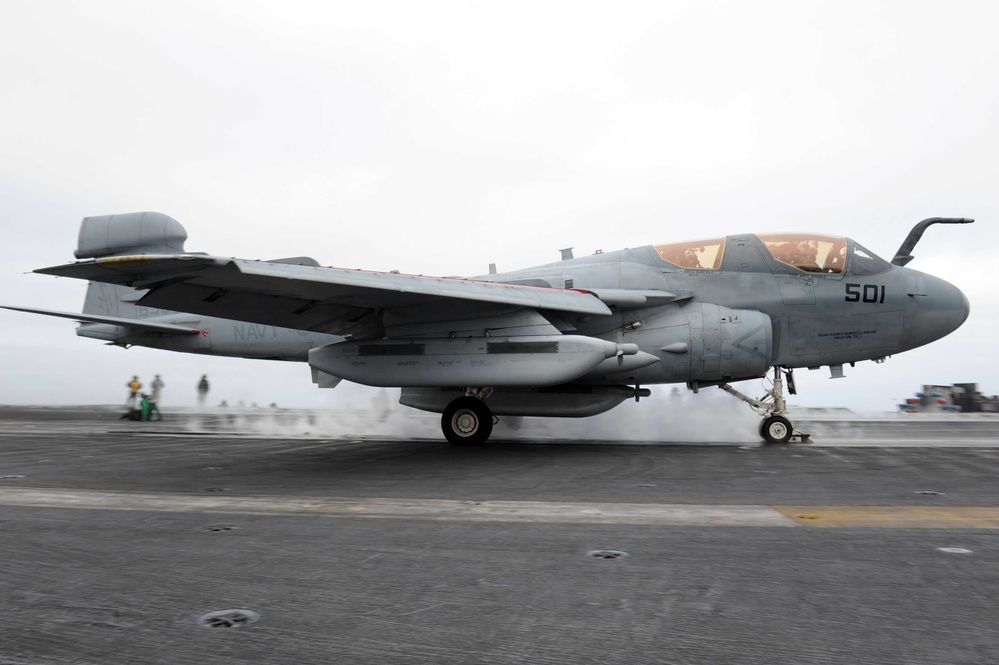 USS John C. Stennis flight deck action