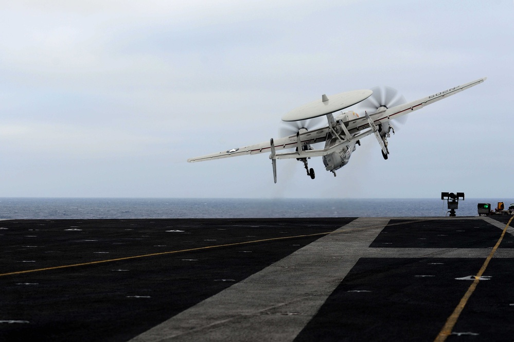 USS John C. Stennis flight deck action