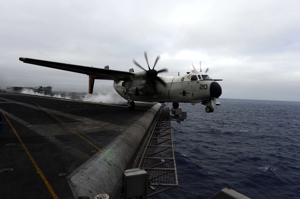 USS John C. Stennis flight deck action