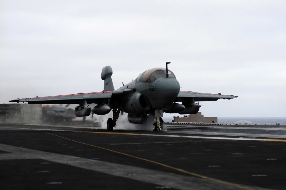 USS John C. Stennis flight deck action