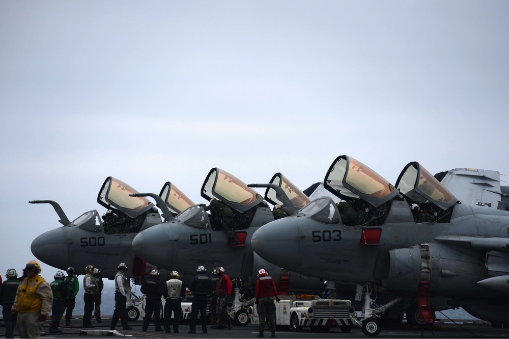 USS John C. Stennis flight deck action