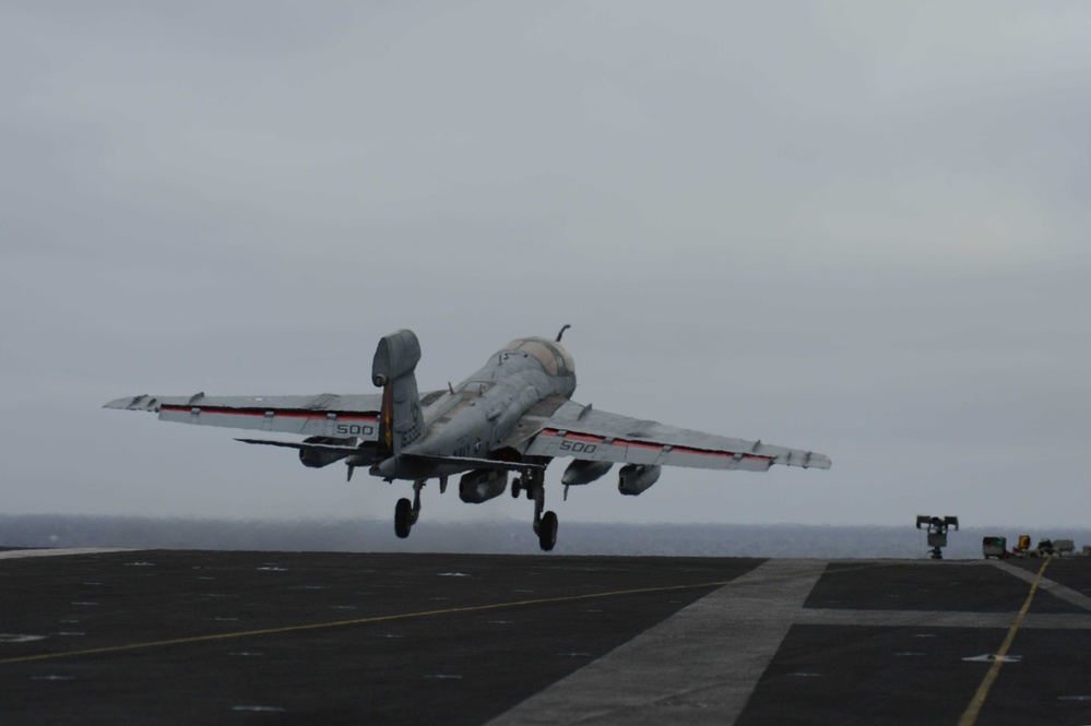 USS John C. Stennis flight deck action