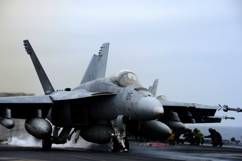 USS John C. Stennis flight deck action