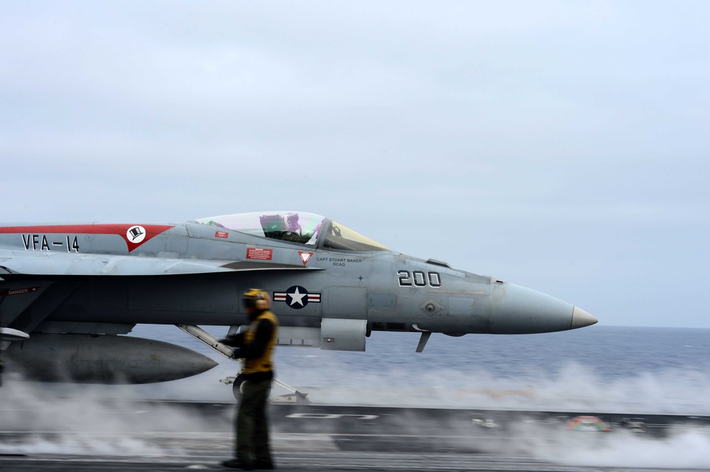 USS John C. Stennis flight deck action