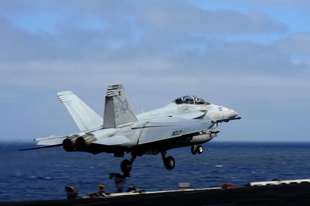 USS John C. Stennis flight deck action