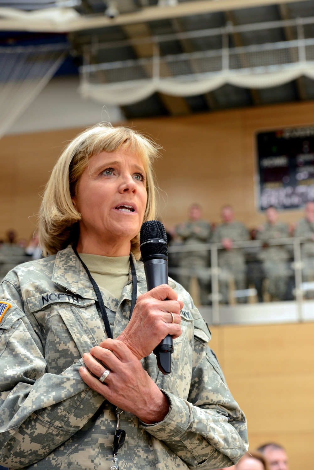 Lt. Col. Regina Noeth inquires on the state of the Army