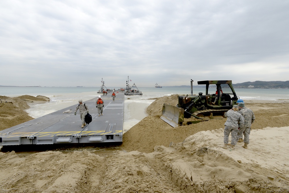 US and South Korean forces participate in Combined Joint Logistics Over the Shore  military exercise on the Korean Peninsula April 18-28