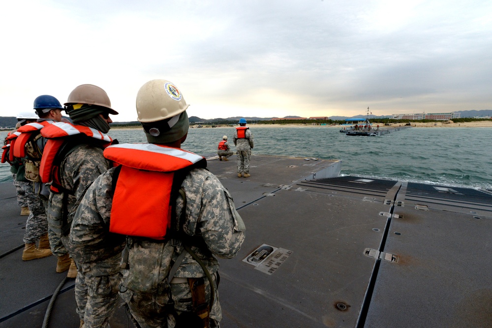 US and South Korean forces participate in Combined Joint Logistics Over the Shore  military exercise on the Korean Peninsula April 18-28