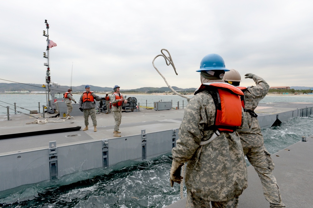 US and South Korean forces participate in Combined Joint Logistics Over the Shore  military exercise on the Korean Peninsula April 18-28