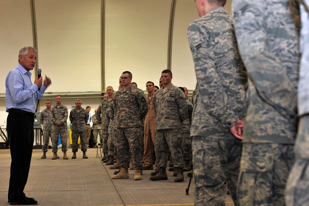 Secretary of defense visits troops in Southwest Asia