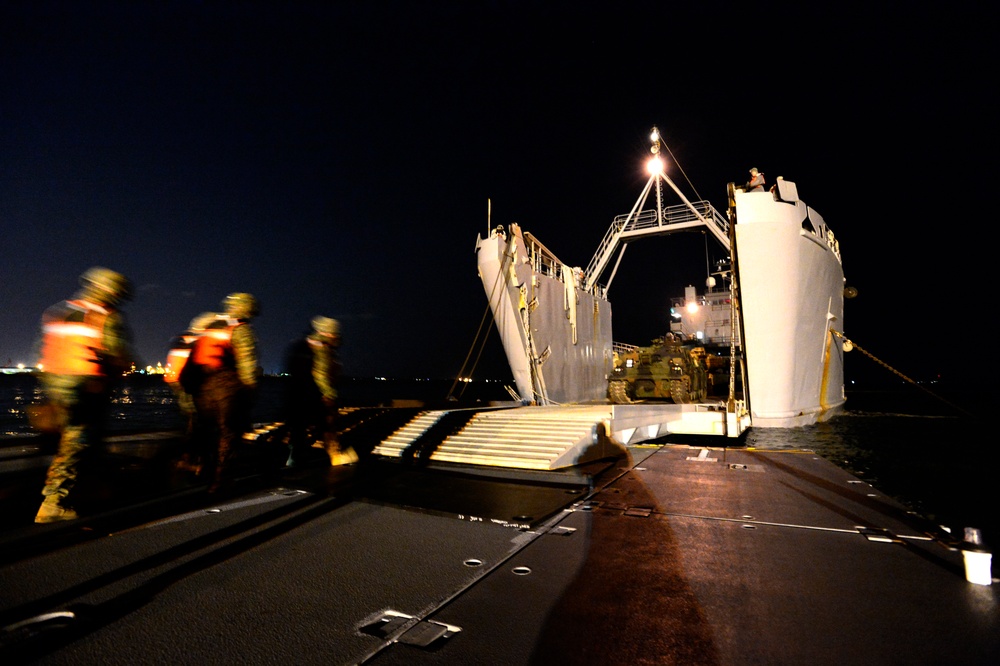 United States and South Korean forces participate in Combined Joint Logistics Over the Shore (CJLOTS) military exercise on the Korean Peninsula