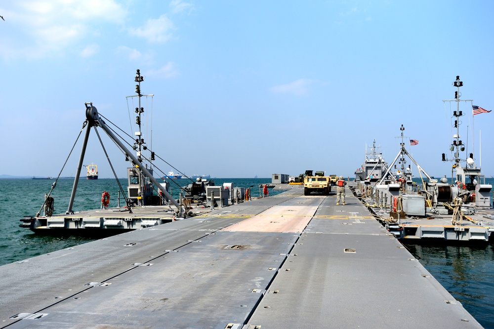 United States and South Korean forces participate in Combined Joint Logistics Over the Shore (CJLOTS) military exercise on the Korean Peninsula
