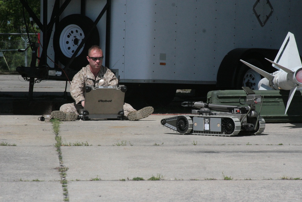 EOD technicians demonstrate robotics to local media