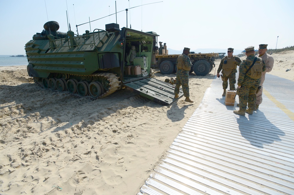 United States and South Korean forces participate in Combined Joint Logistics Over the Shore (CJLOTS) military exercise on the Korean Peninsula