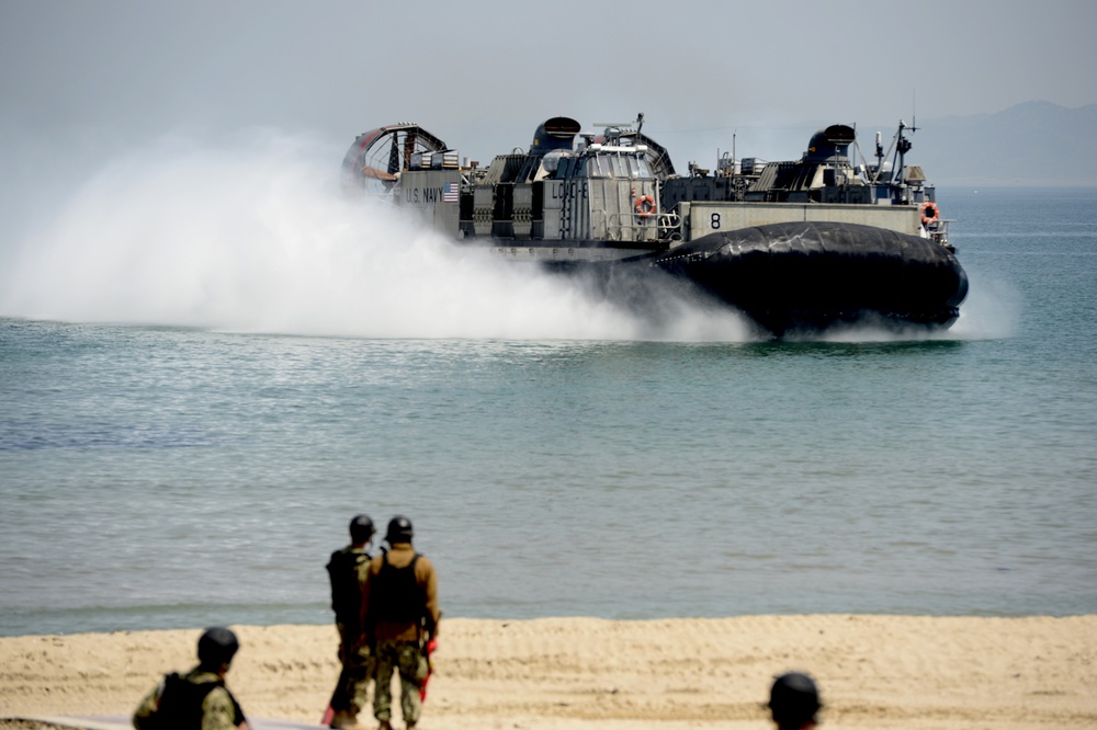 United States and South Korean forces participate in Combined Joint Logistics Over the Shore (CJLOTS) military exercise on the Korean Peninsula