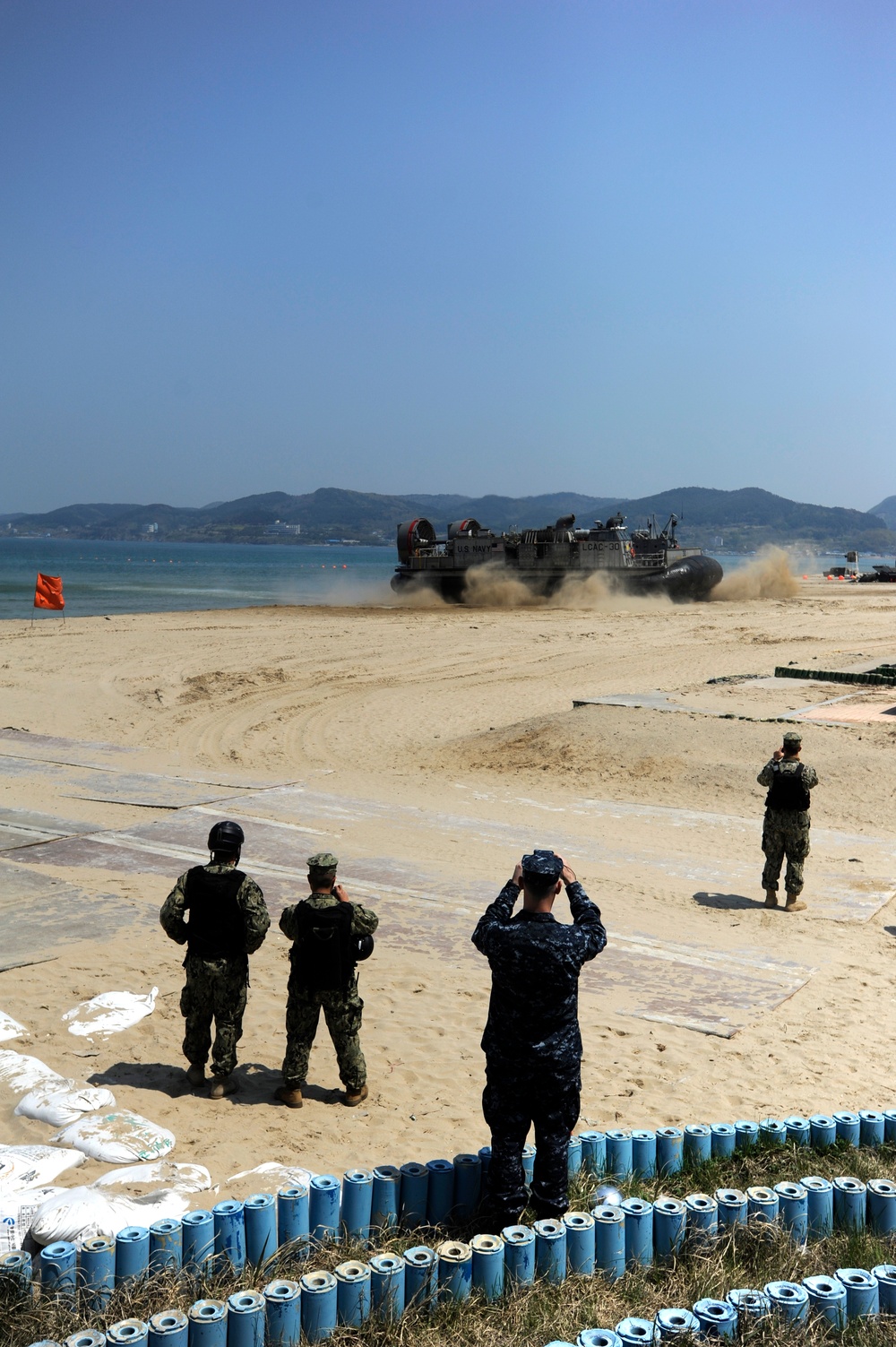 United States and South Korean forces participate in Combined Joint Logistics Over the Shore (CJLOTS) military exercise on the Korean Peninsula