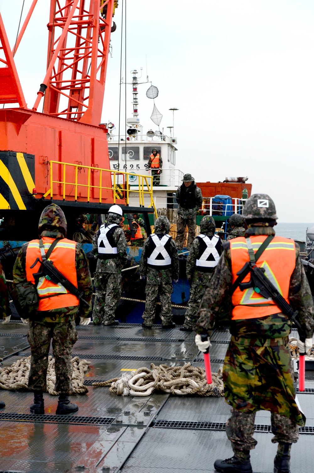 United States and South Korean forces participate in Combined Joint Logistics Over the Shore (CJLOTS) military exercise on the Korean Peninsula