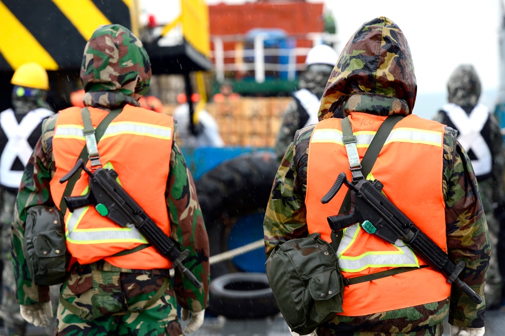 United States and South Korean forces participate in Combined Joint Logistics Over the Shore (CJLOTS) military exercise on the Korean Peninsula