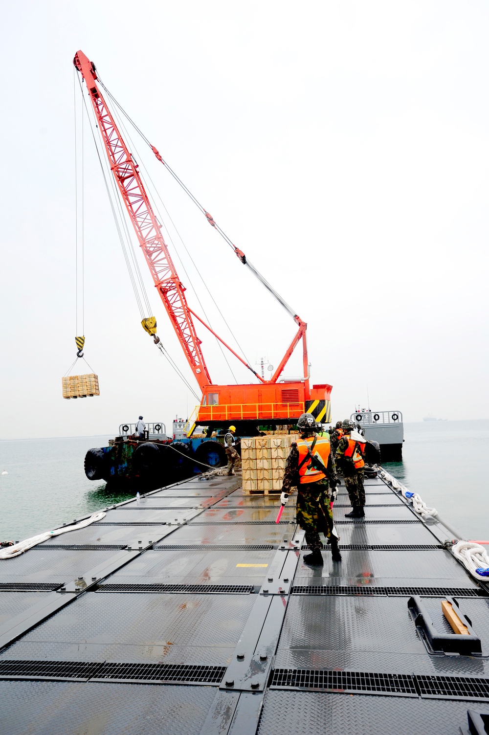 United States and South Korean forces participate in Combined Joint Logistics Over the Shore (CJLOTS) military exercise on the Korean Peninsula