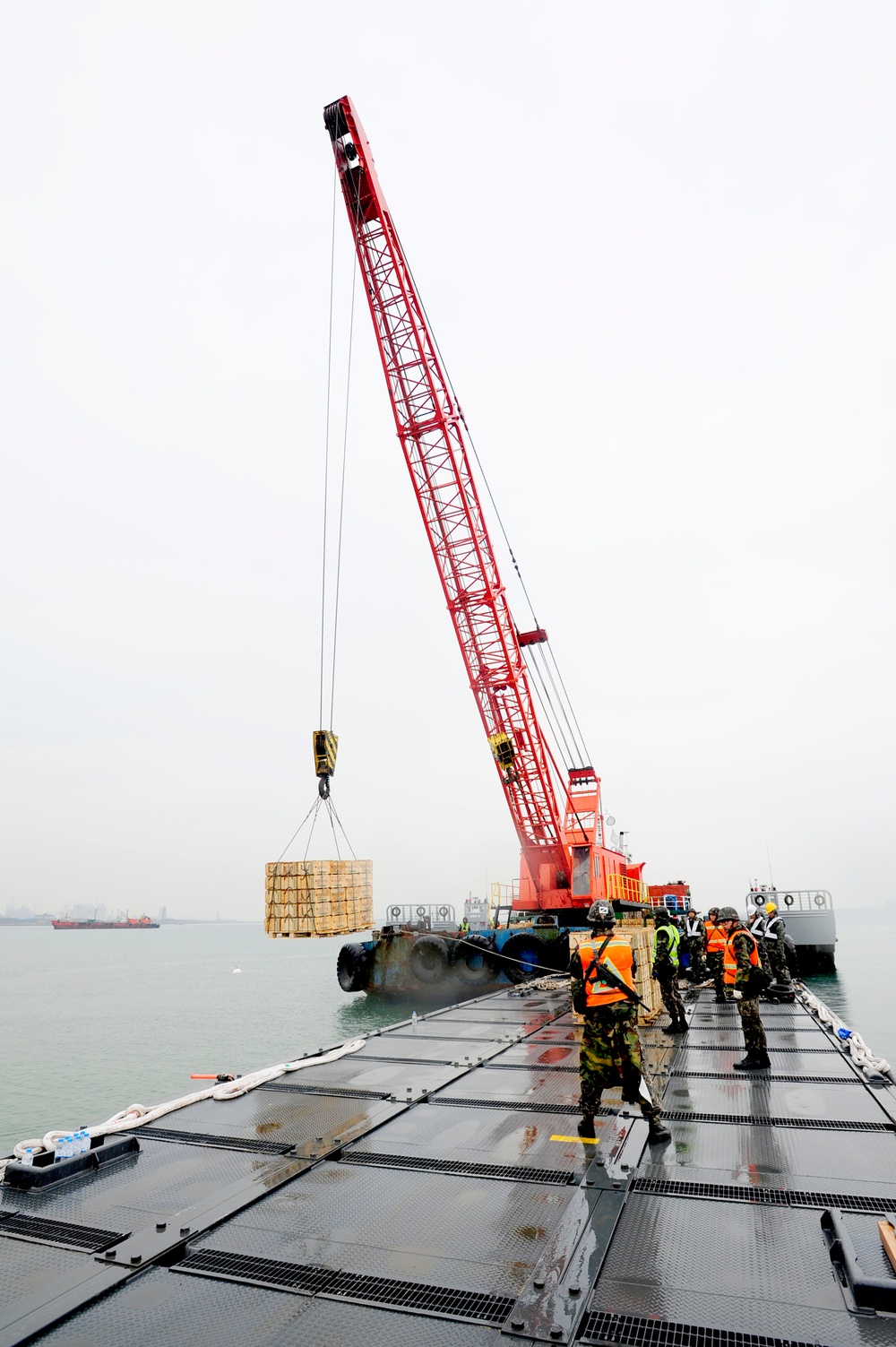 United States and South Korean forces participate in Combined Joint Logistics Over the Shore (CJLOTS) military exercise on the Korean Peninsula