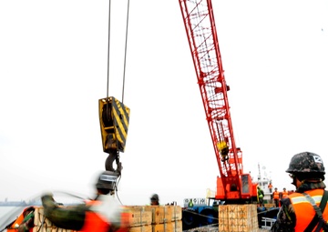 United States and South Korean forces participate in Combined Joint Logistics Over the Shore (CJLOTS) military exercise on the Korean Peninsula