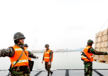 United States and South Korean forces participate in Combined Joint Logistics Over the Shore (CJLOTS) military exercise on the Korean Peninsula