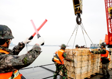 United States and South Korean forces participate in Combined Joint Logistics Over the Shore (CJLOTS) military exercise on the Korean Peninsula