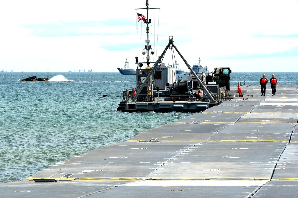 United States and South Korean forces participate in Combined Joint Logistics Over the Shore (CJLOTS) military exercise on the Korean Peninsula