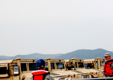 United States and South Korean forces participate in Combined Joint Logistics Over the Shore (CJLOTS) military exercise on the Korean Peninsula