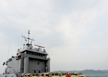 United States and South Korean forces participate in Combined Joint Logistics Over the Shore (CJLOTS) military exercise on the Korean Peninsula