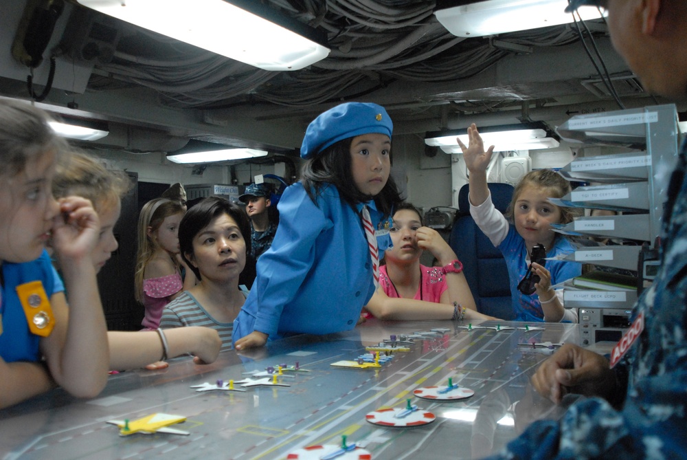 Girl Scouts visit USS George Washington