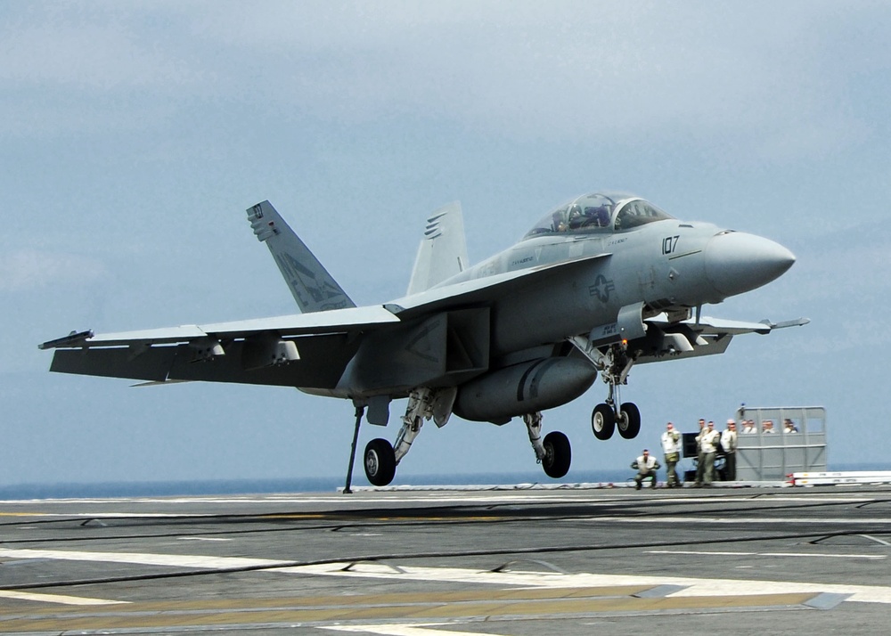 USS Ronald Reagan flight deck action